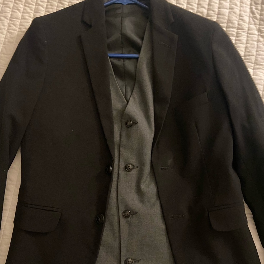 Chaps Boys Black Suit Jacket and vest